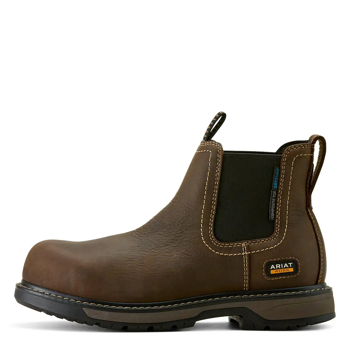 Ariat Women's Riveter Chelsea Waterproof Composite Toe Work Boot - Dark Brown - Side