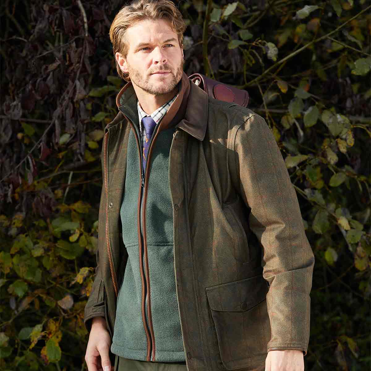 Alan Paine Aylsham Men's Fleece Gilet - Cedar - Model