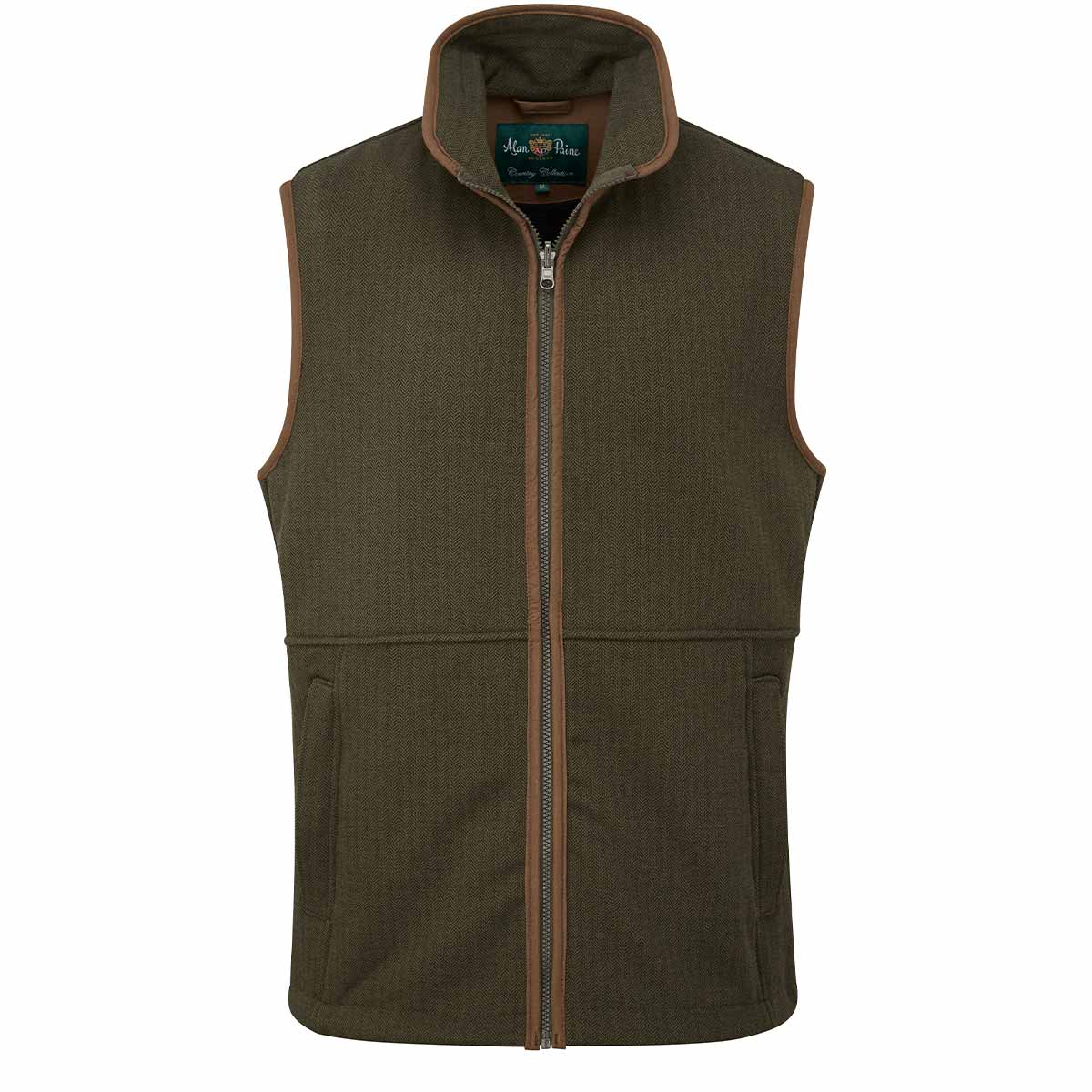 Alan Paine Aylsham Men's Fleece Gilet - Green Herringbone