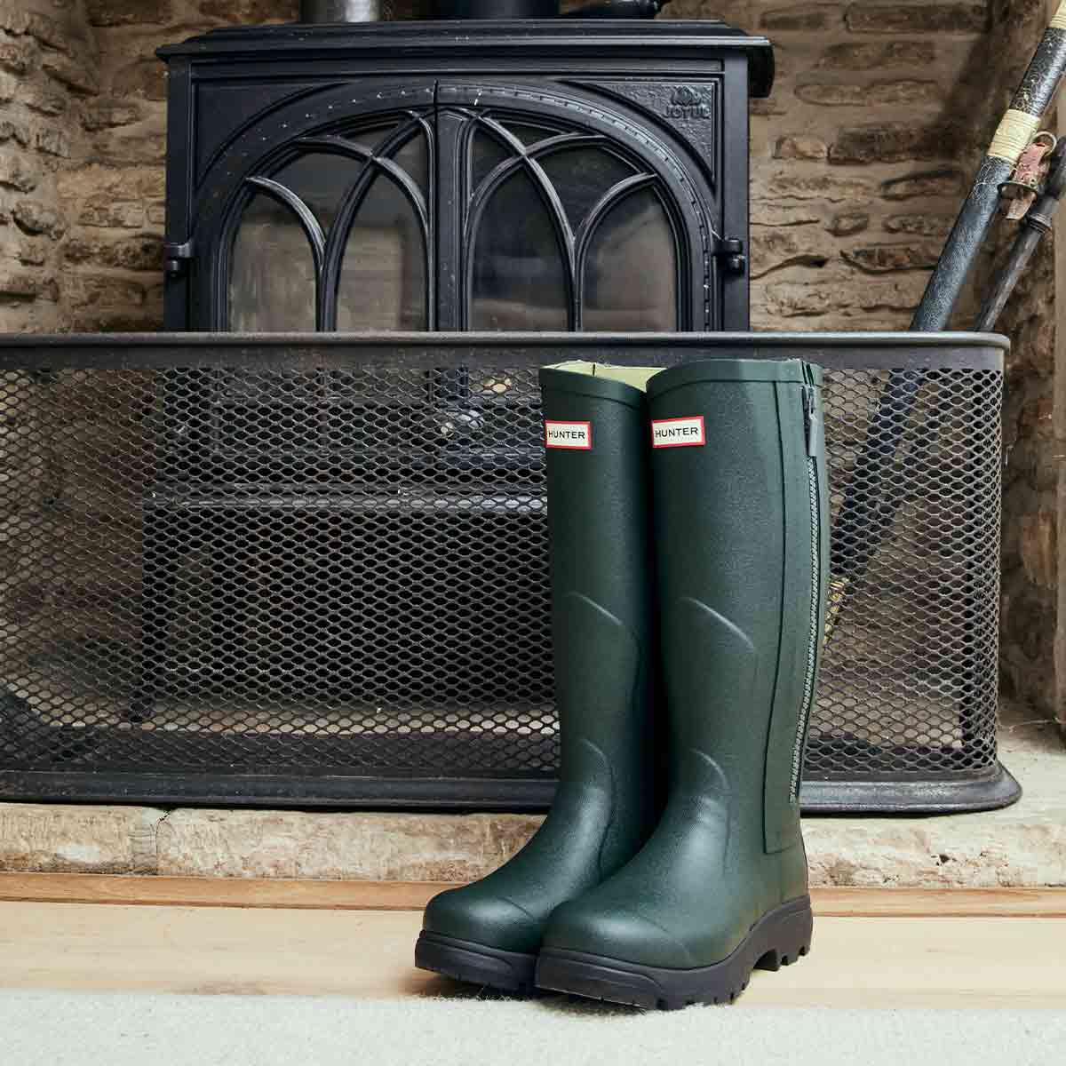 Hunter Balmoral MKII Full Zip Wellington Boots - Dark Olive - Lifestyle