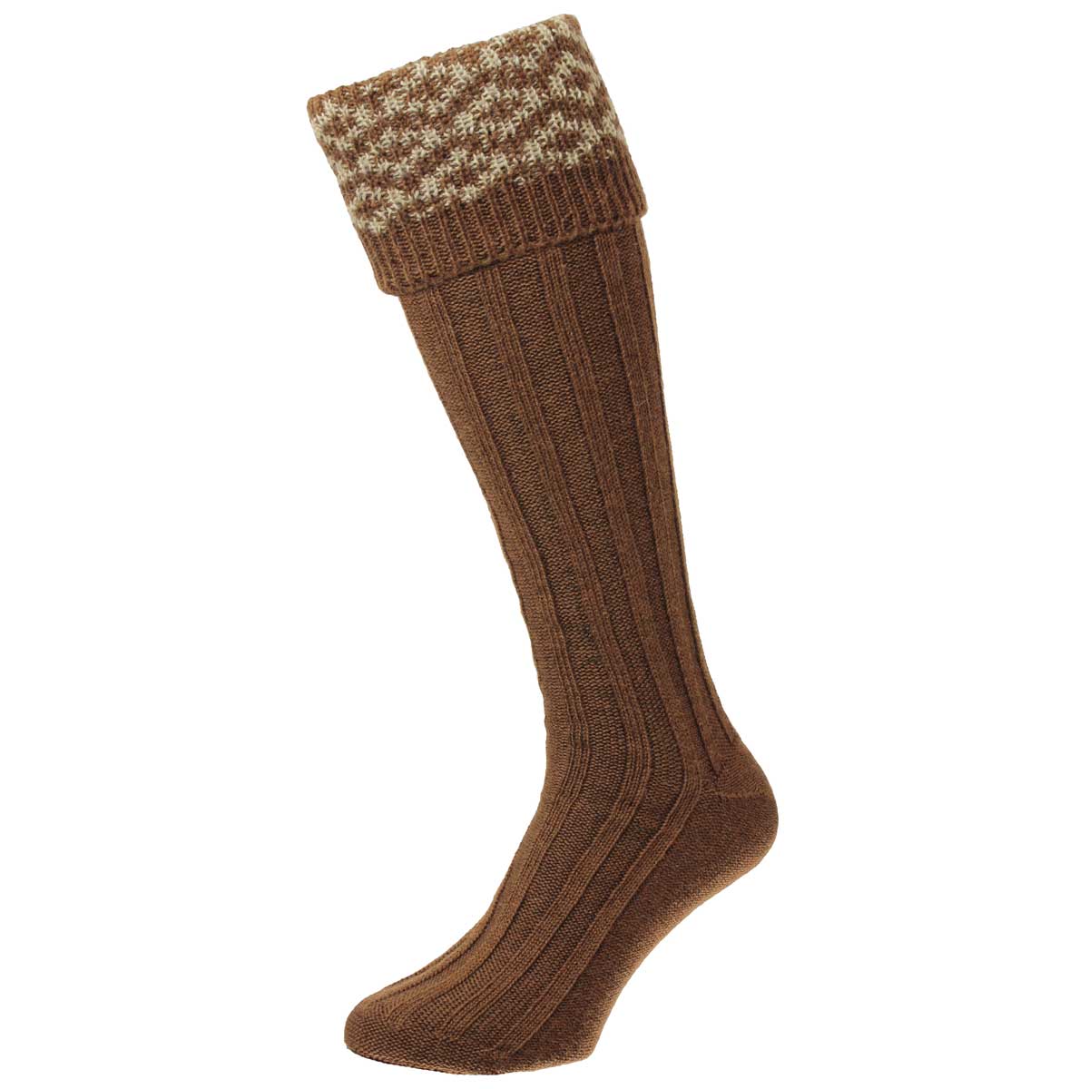 Bisley Pattern Top Shooting Socks - conker
