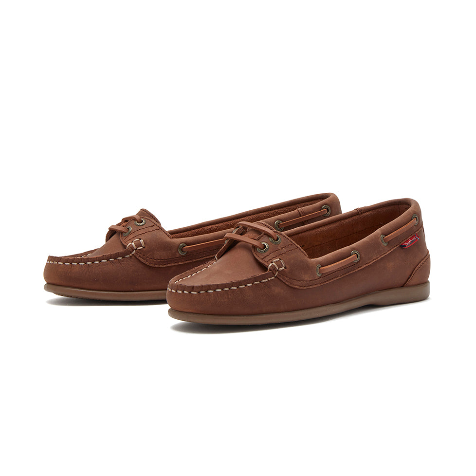Chatham Payar Women's Deck Shoes- Dark Tan- pair