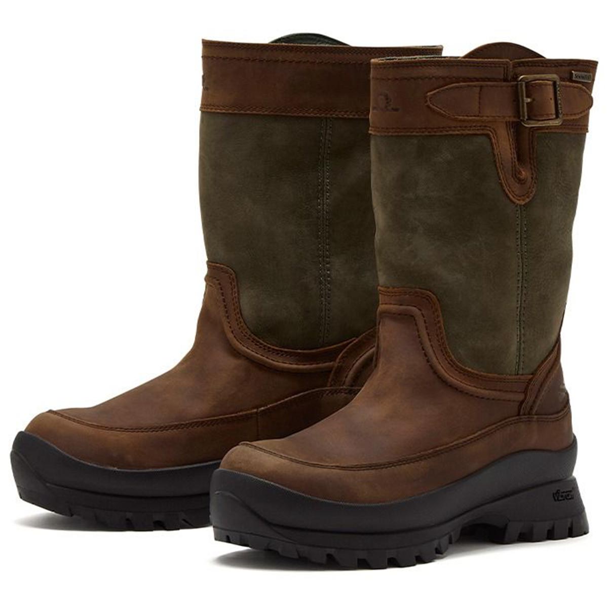 Chatham Windsor Lady Waterproof Mid Calf Boot - Dark Brown/Green