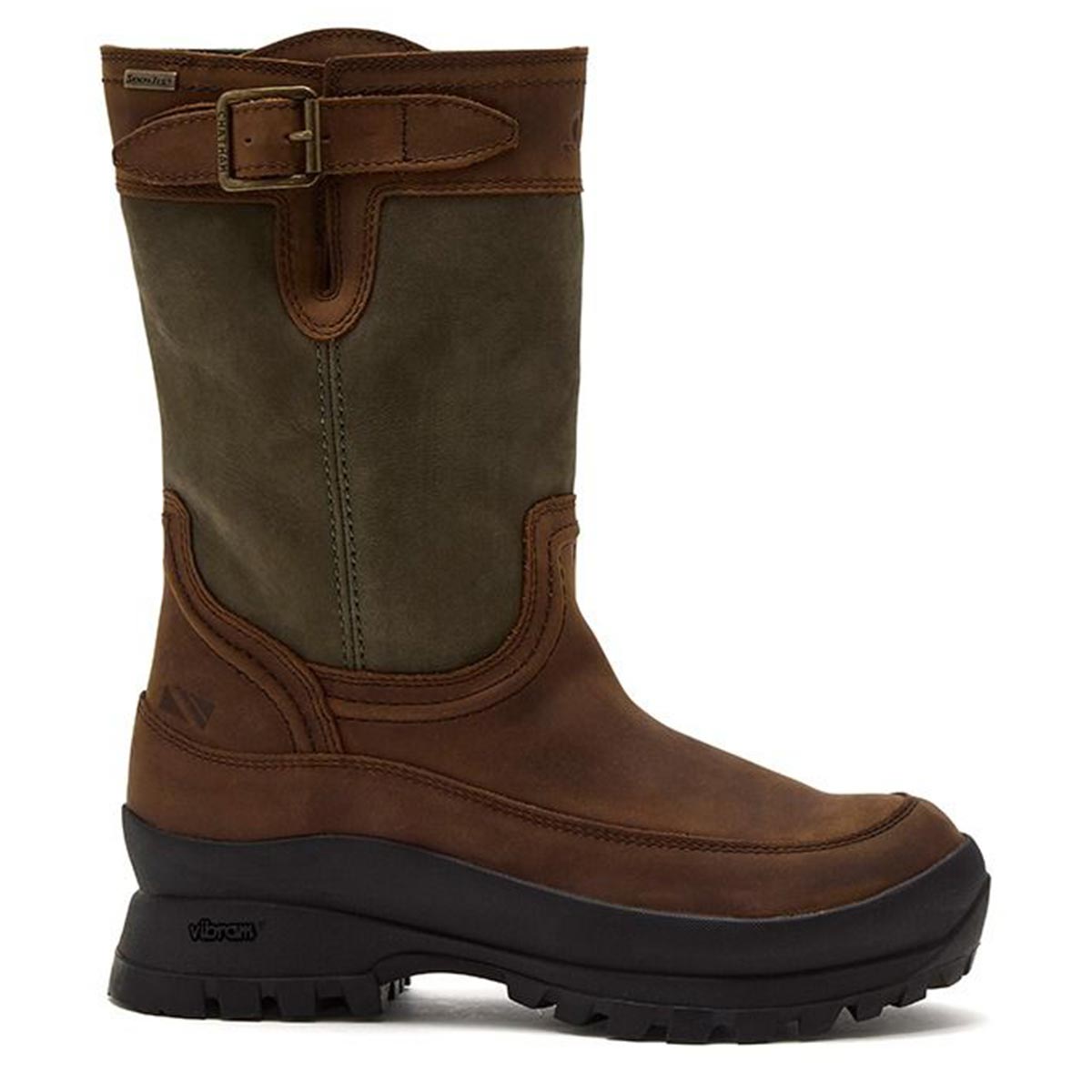 Chatham Windsor Lady Waterproof Mid Calf Boot - Dark Brown/Green - Left