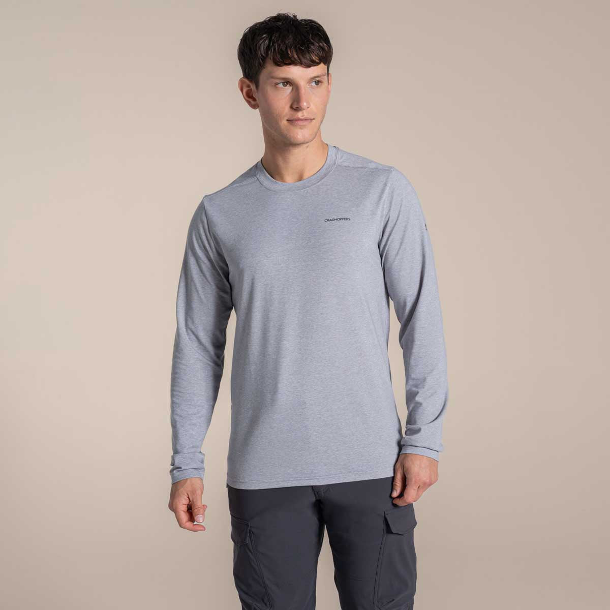 Craghoppers NosiLife Abel Long Sleeved T-Shirt - Soft Grey Marl