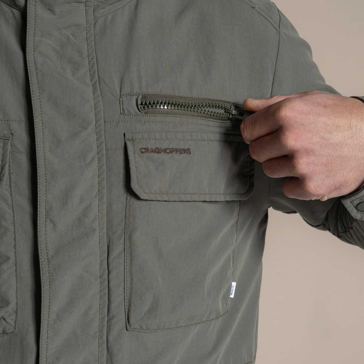 Craghoppers NosiLife Adventure Jacket V - Dark Sage - Chest Pocket