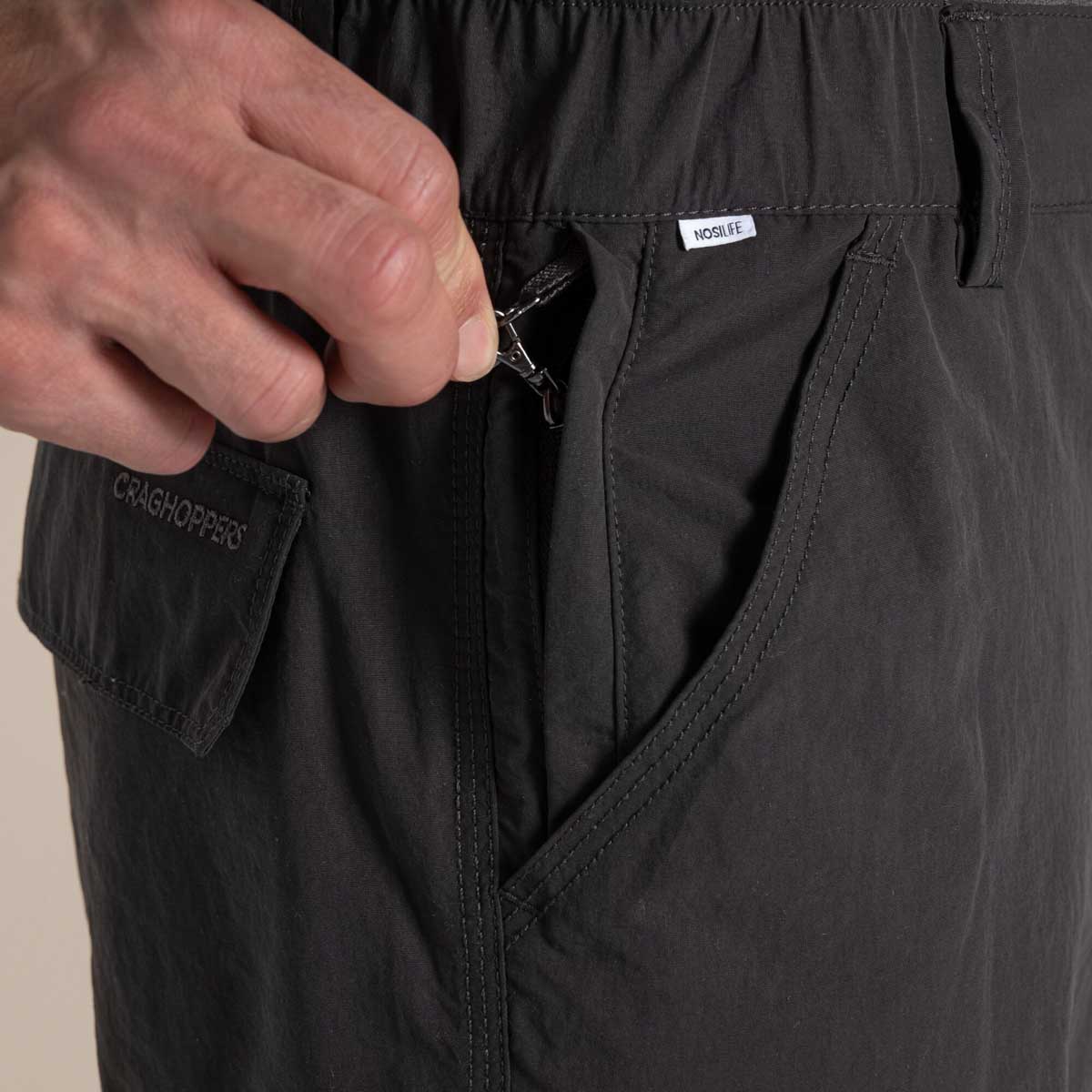 Craghoppers NosiLife Cargo Short III - Black Pepper - Security Clip