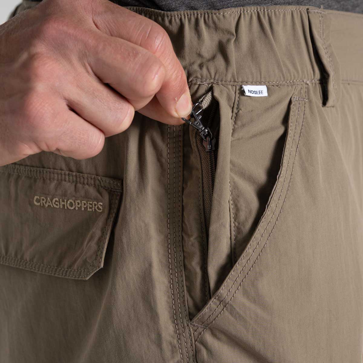 Craghoppers NosiLife Cargo Short III - Pebble - Security Clip