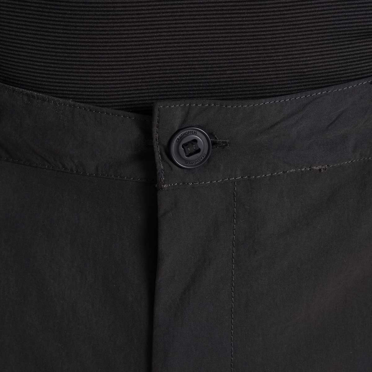 Craghoppers NosiLife Cargo Trouser III - Black Pepper - Fly Detail
