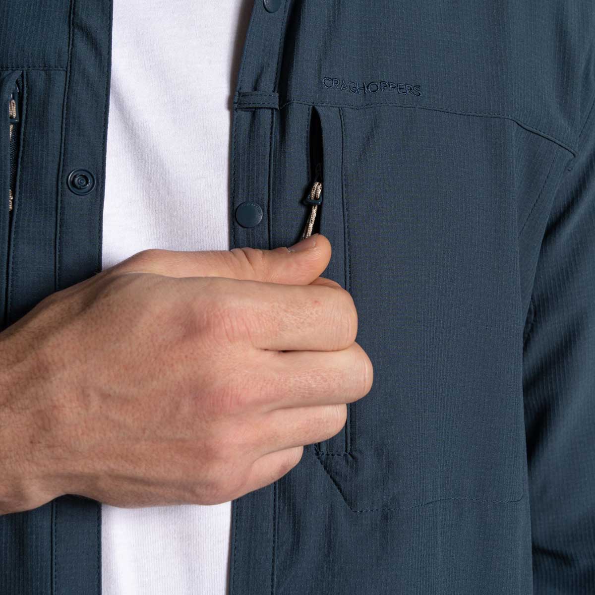 Craghoppers NosiLife Pro Long Sleeved Shirt V - Blue Stone - Chest Pocket