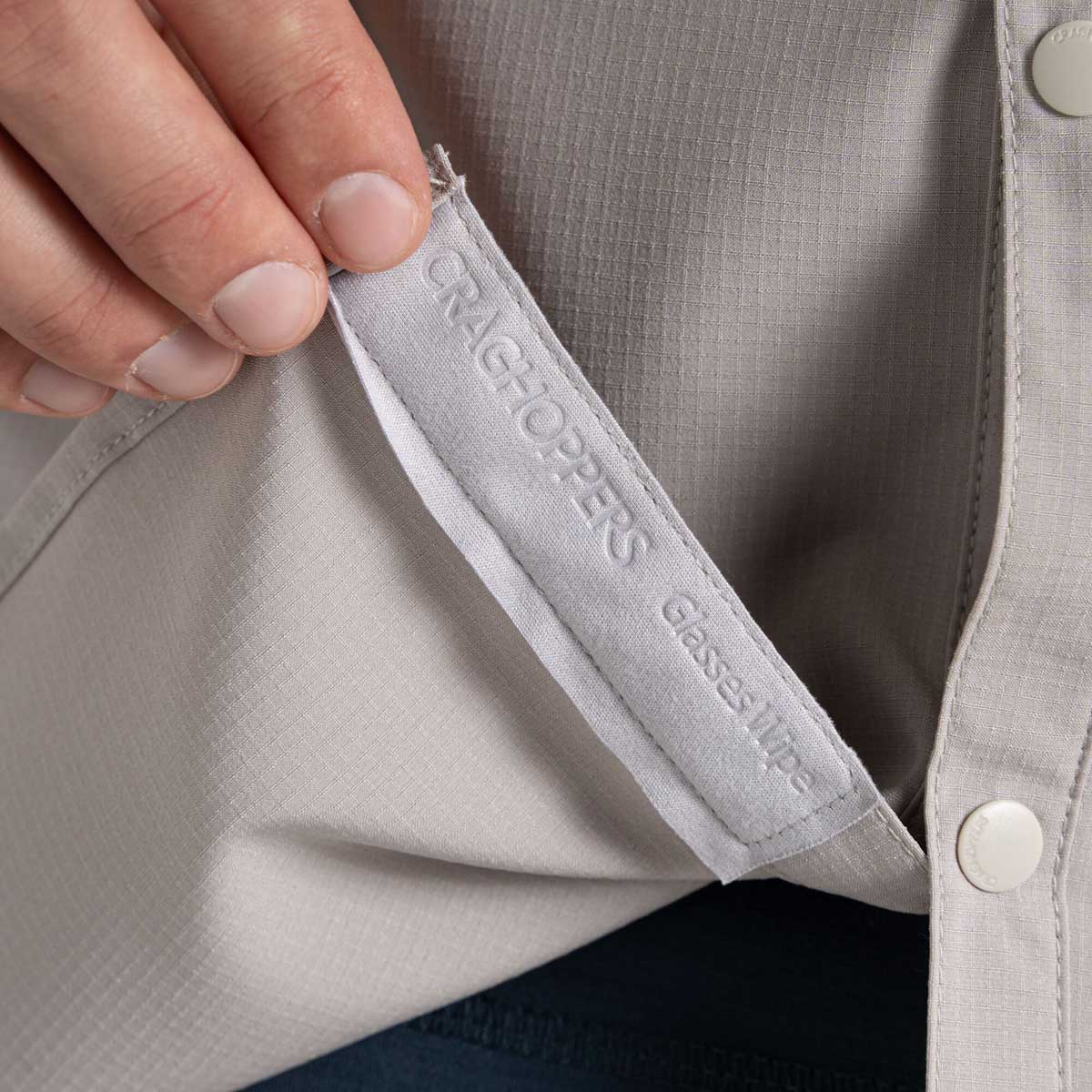 Craghoppers NosiLife Pro Long Sleeved Shirt V - Parchment - Glasses Wipe