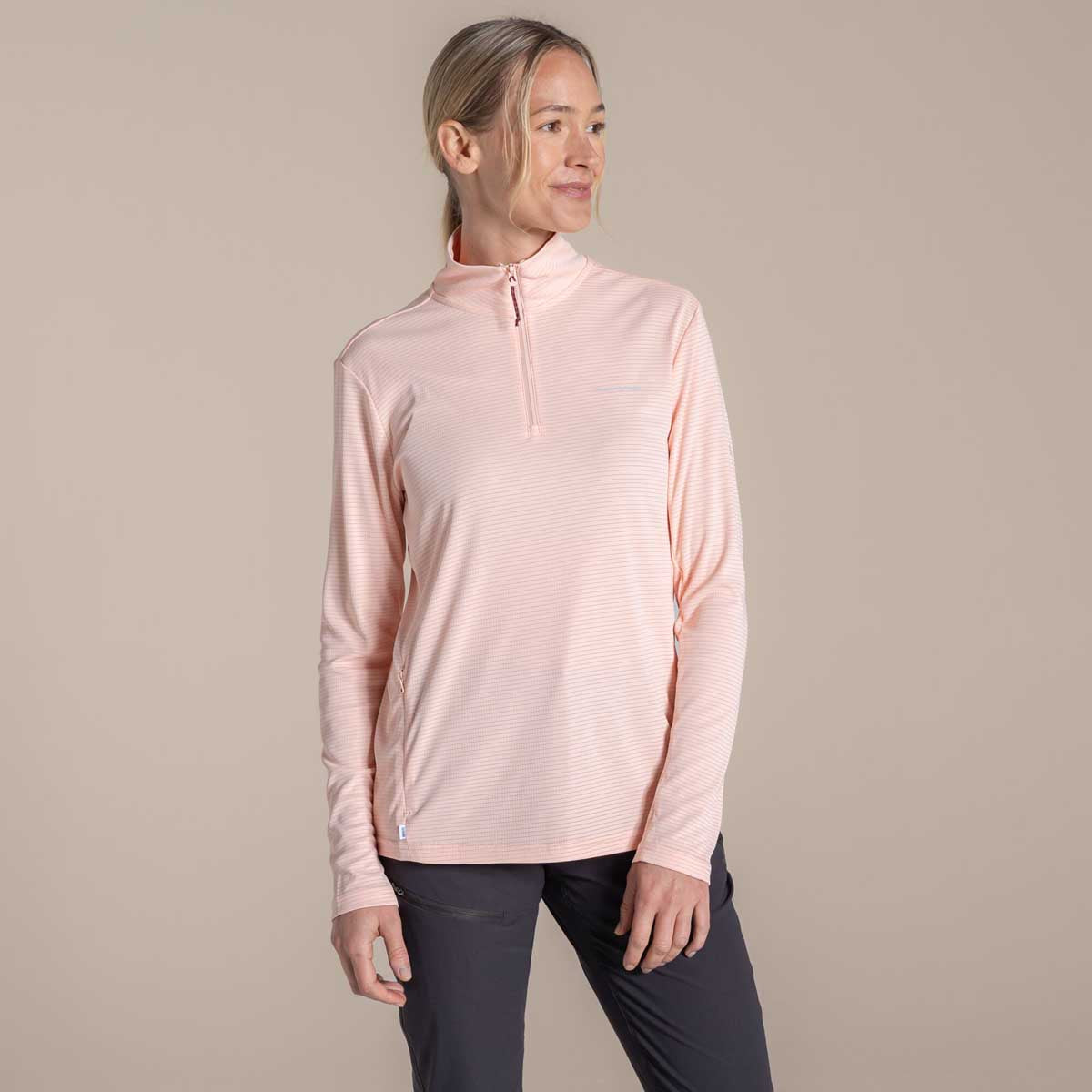 Craghoppers NosiLife SolarShield+ Women's Half Zip Top - Sherbert