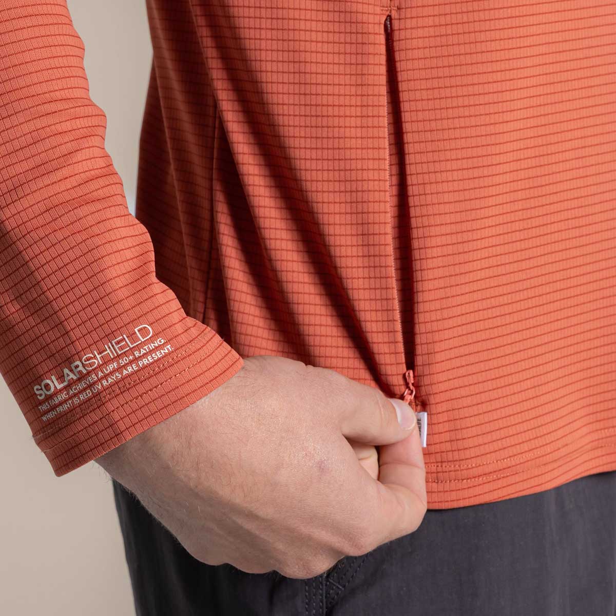 Craghoppers NosiLife Solarshield+ Half Zip - Dark Sahara - Pocket