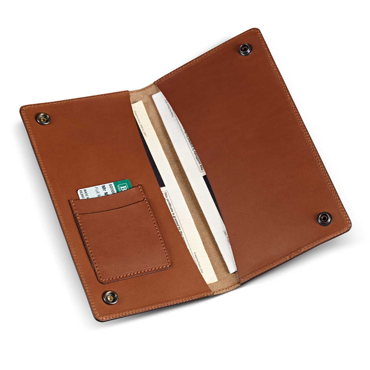 Croots Byland Leather Certificate Wallet - tan open