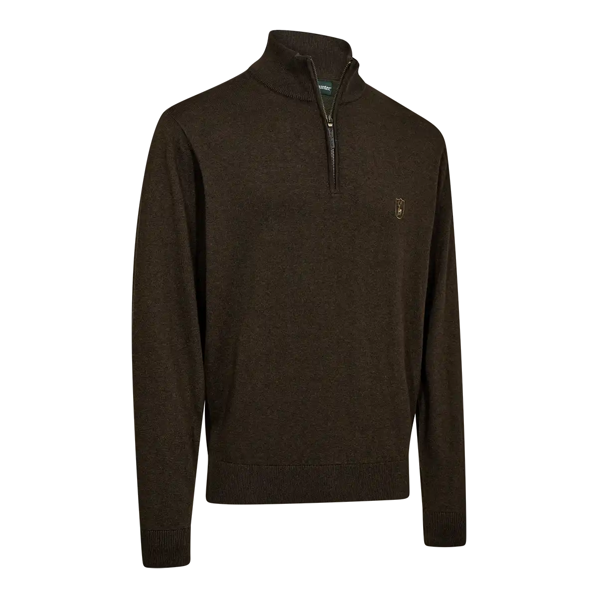 Deerhunter Harrington 1/2 Zip Knit Pullover - Brown Melange - Front