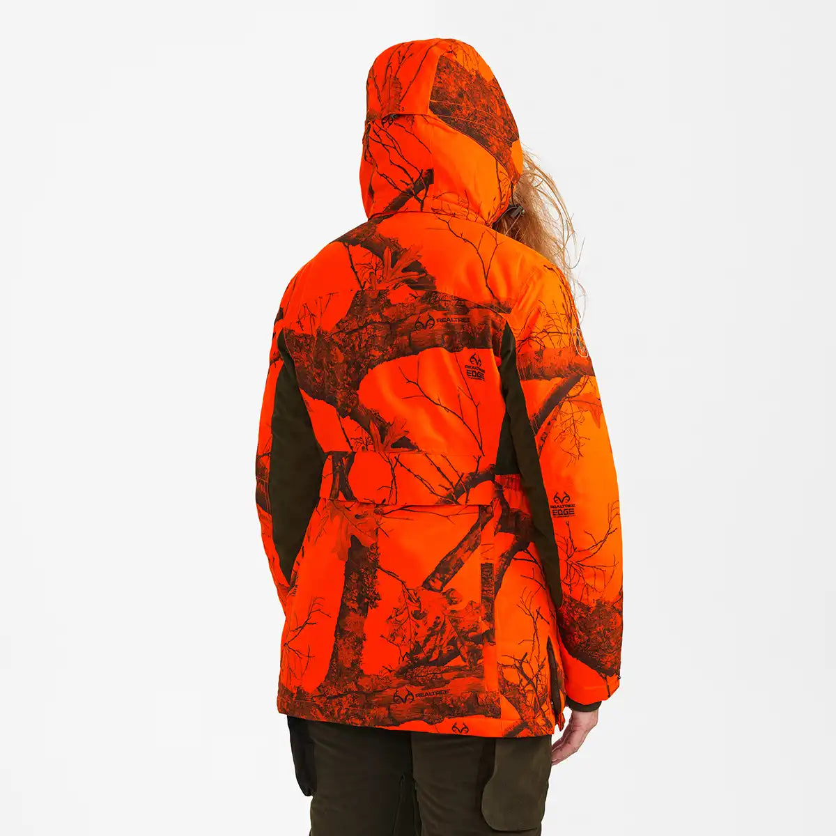 Deerhunter Lady Eagle Winter Jacket - RealTree Edge® Orange - Back With Hood Up