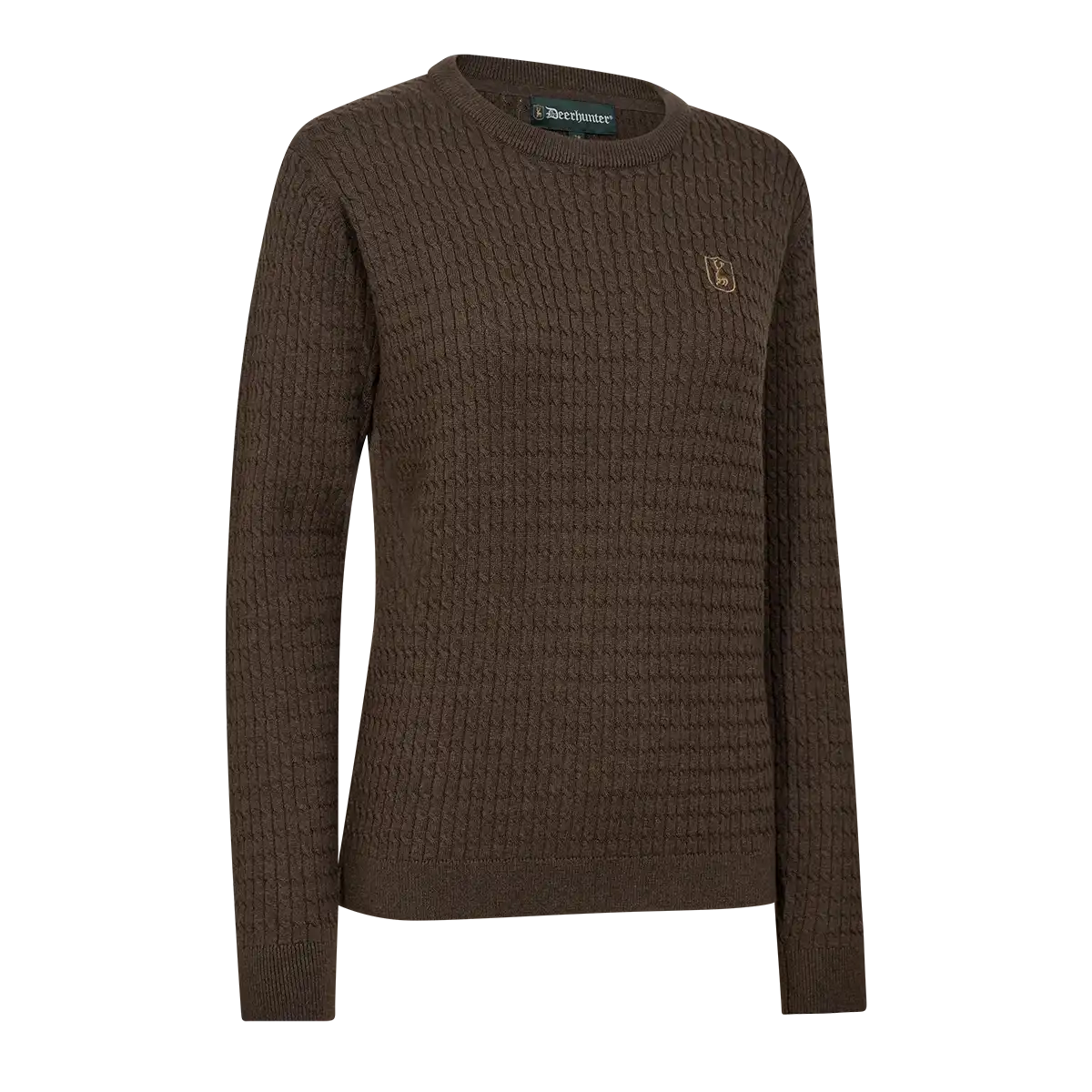 Deerhunter Lady Harrington Cable Knit Pullover - Brown Melange - Front