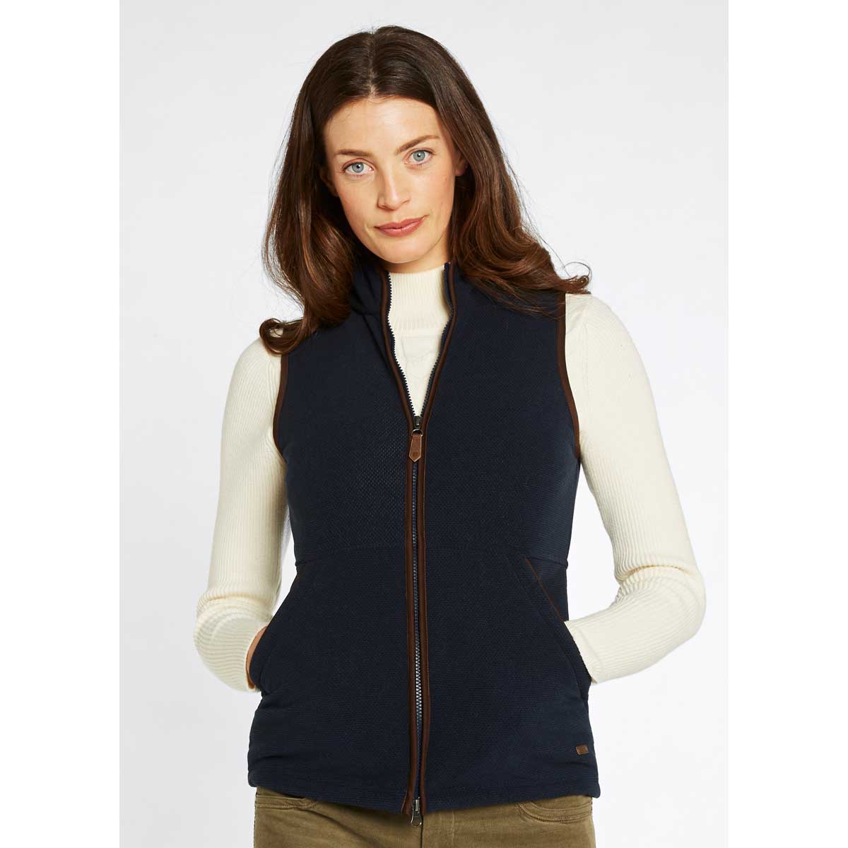 Dubarry Carbury Women's Navy Fleece Gilet - on model