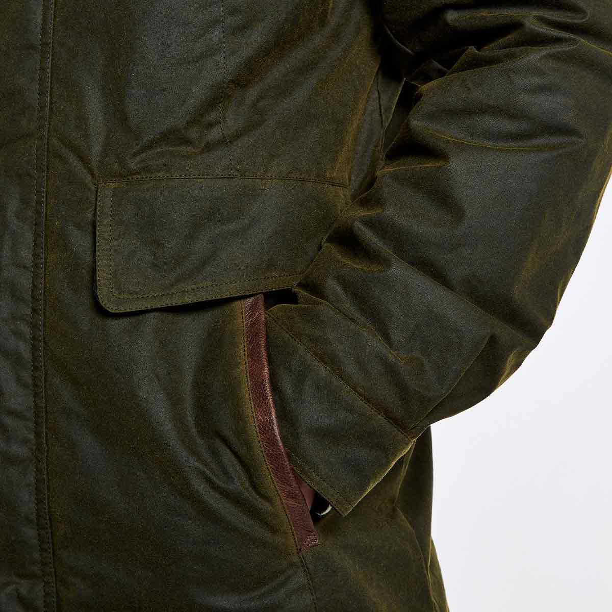 Dubarry Chalkhill Men's Waxed Cotton Jacket - Olive - Pocket