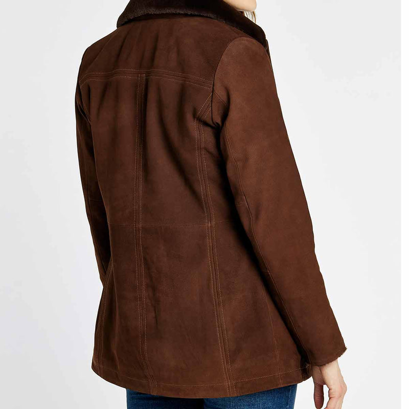 Dubarry Clarke Women's Leather Jacket On Model Rear