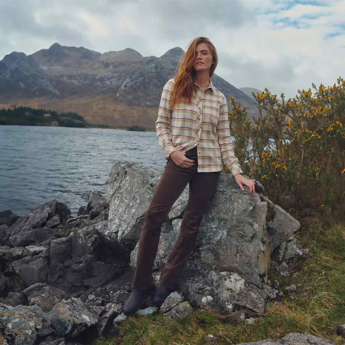 Dubarry Elderflower Women's Bootcut Pincord Jeans - Mocha - Model