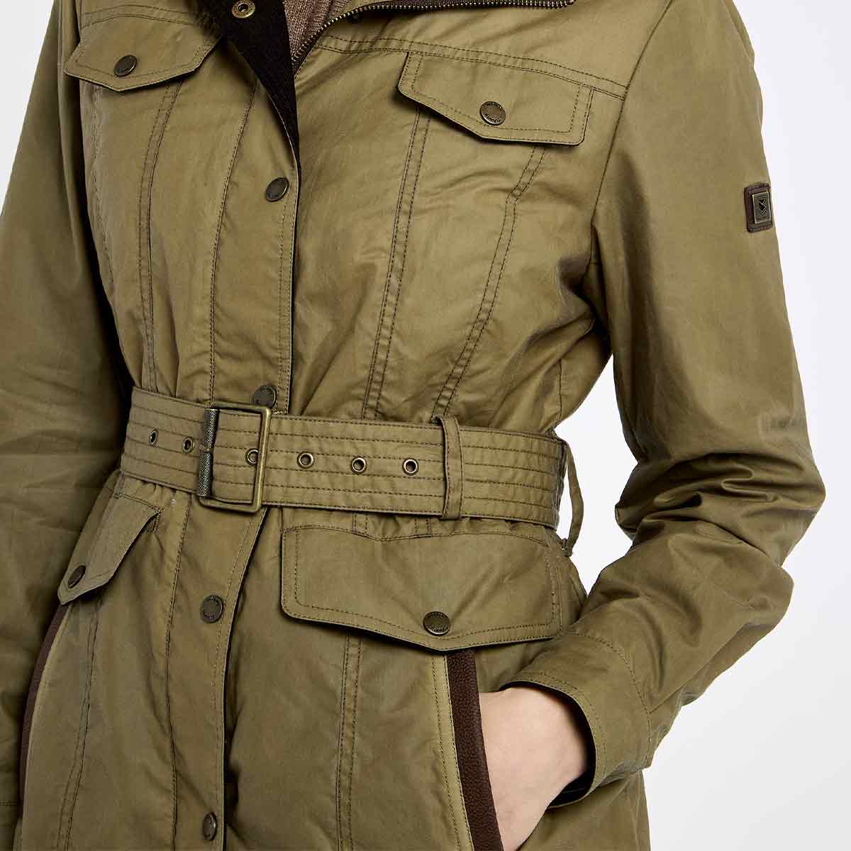 Dubarry Gandon Women's Waxed Cotton Jacket - Golden Khaki - Detail