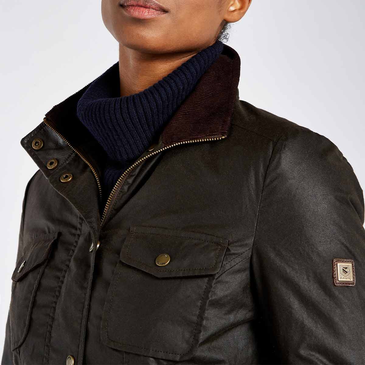 Dubarry Munsboro Women's Waxed Cotton Jacket - Verdigris - Detail