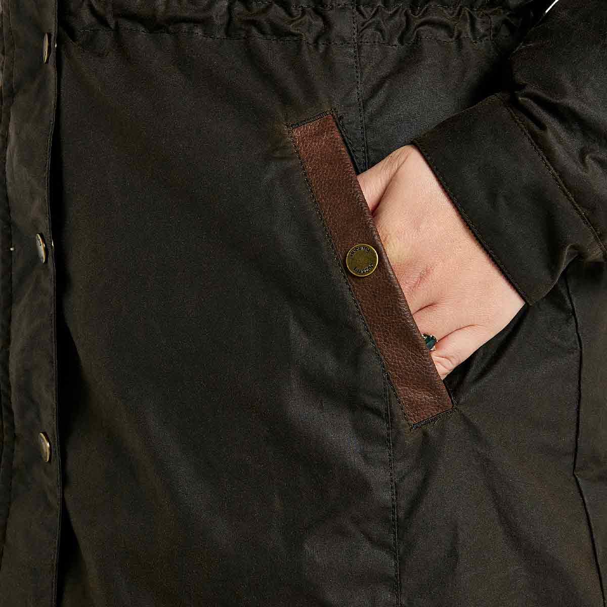 Dubarry Redington Women's Waxed Cotton Coat - Verdigris - Pocket