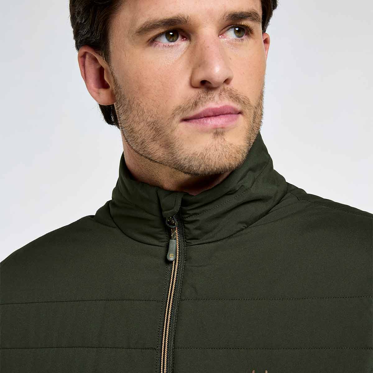 Dubarry Solent Men's Primaloft Gilet - Olive - Collar