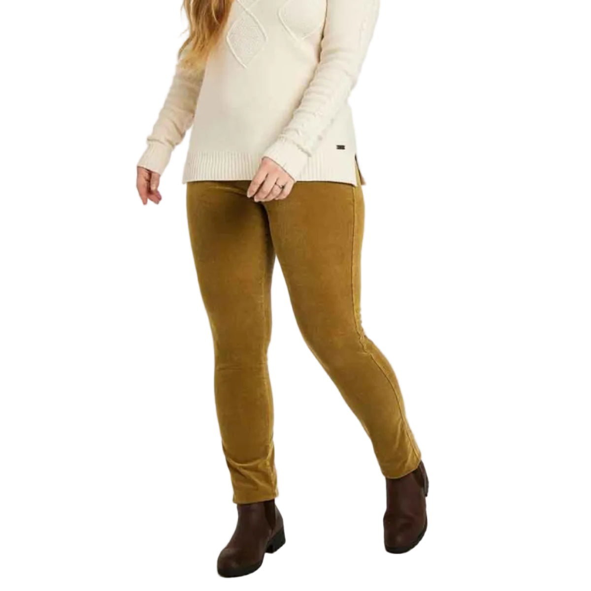 Dubarry Honeysuckle Women's Pincord Jeans - Harvest Gold - Model