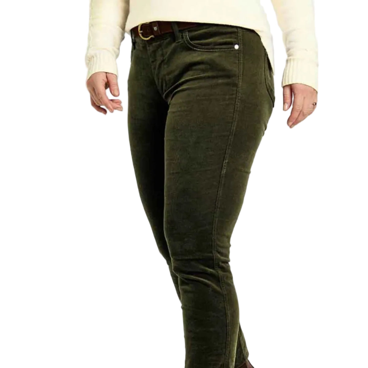 Dubarry Honeysuckle Women's Pincord Jeans - Olive - Model
