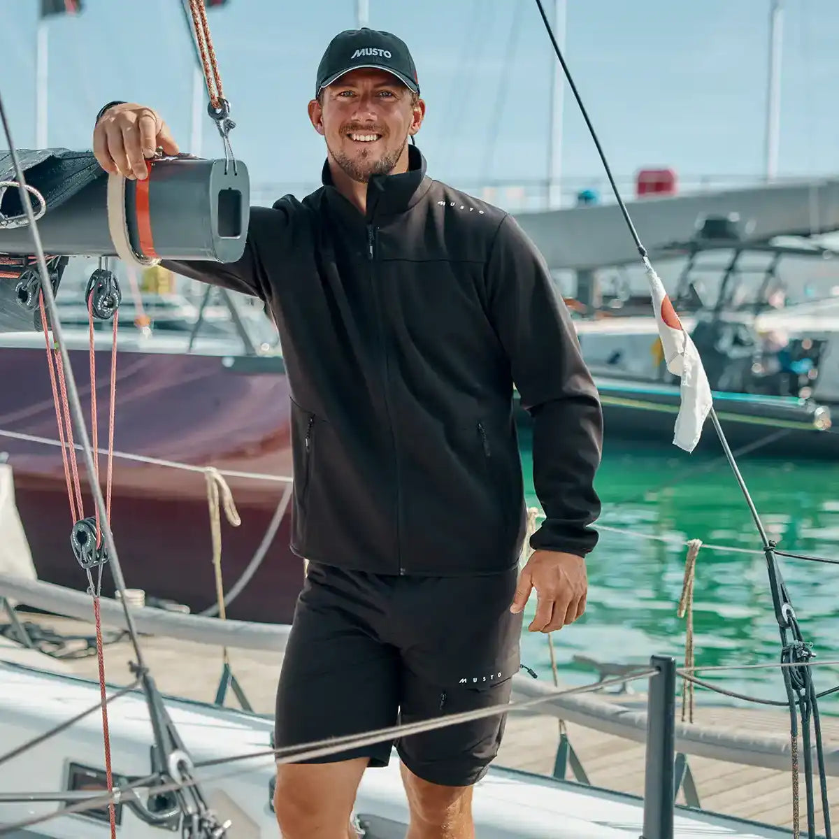 Musto Men's Evo Crew Softshell Jacket Black - lifestyle on model