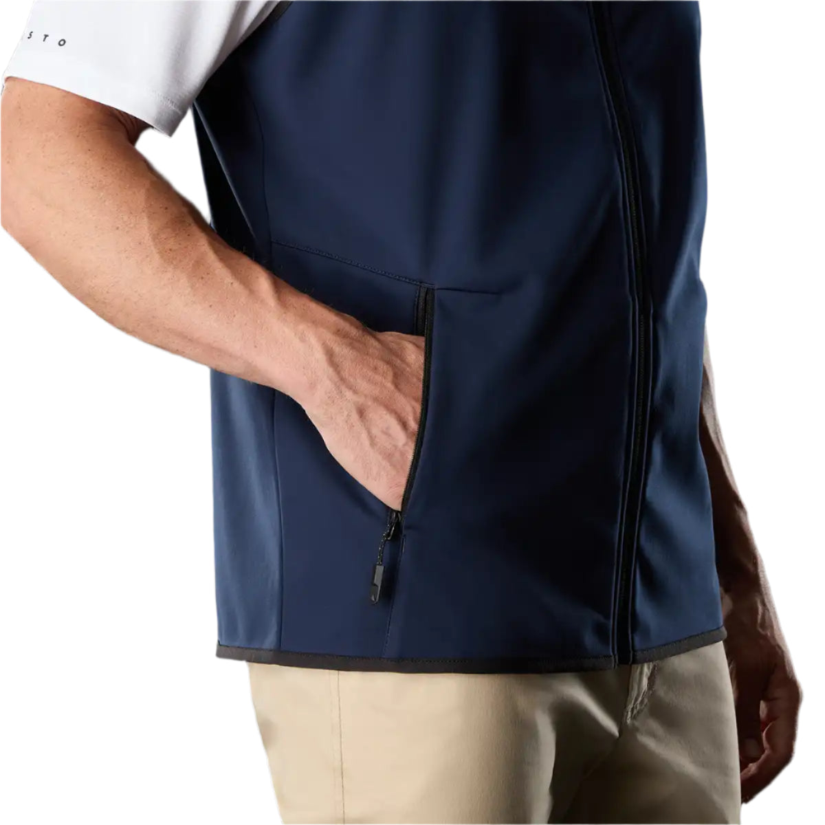 Musto Evo Crew Softshell Vest Navy - pocket detail