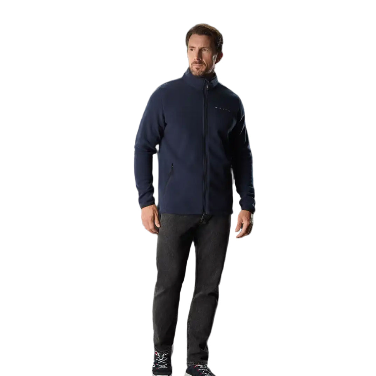 Musto Men's Evo Polartec 100 Fleece Jacket- Navy- on model