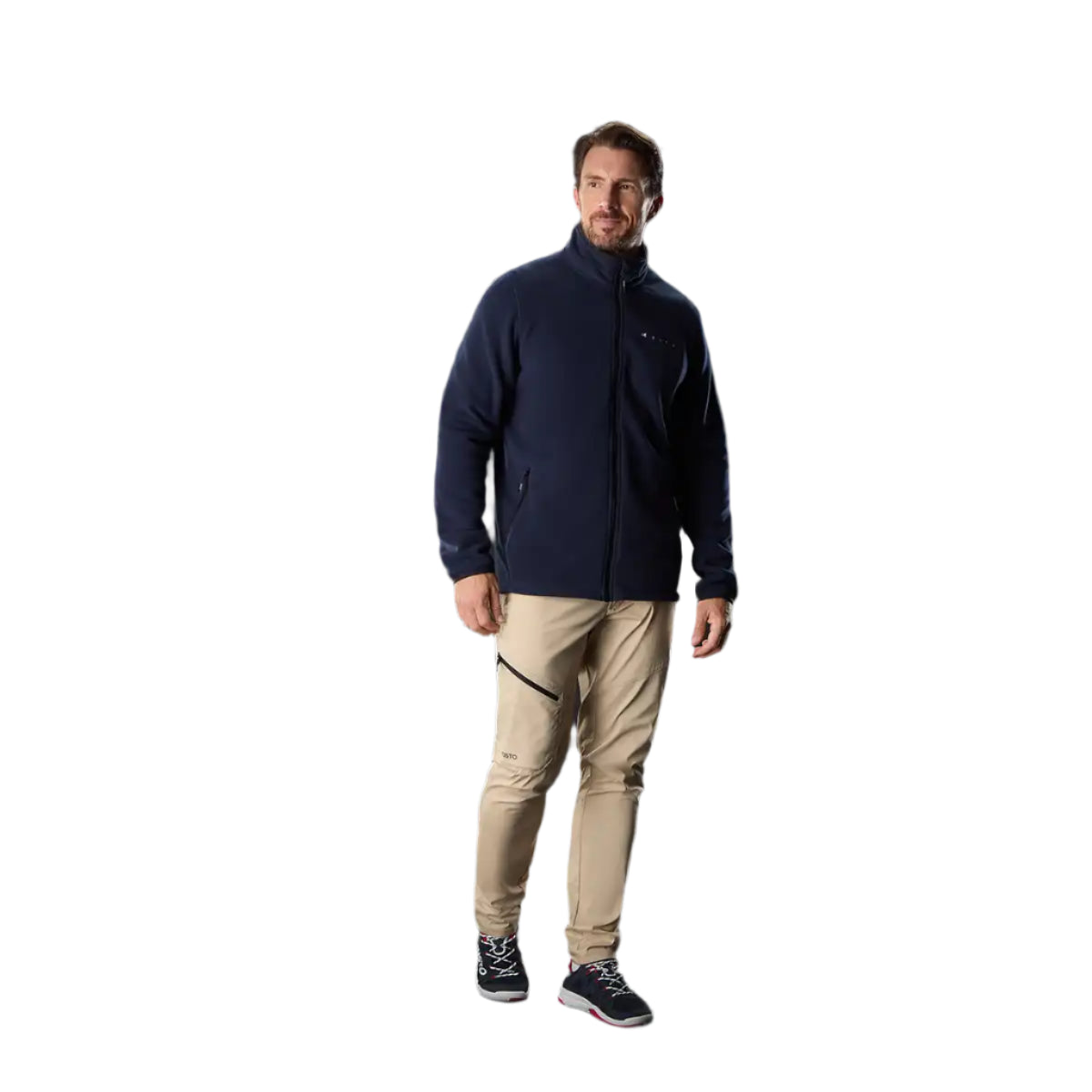 Musto Men's Evo Polartec 200 Fleece Jacket Navy- on model with zip closed