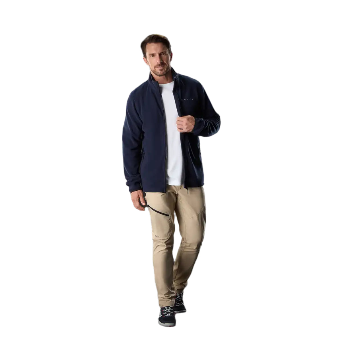 Musto Men's Evo Polartec 200 Fleece Jacket Navy- zip open on model