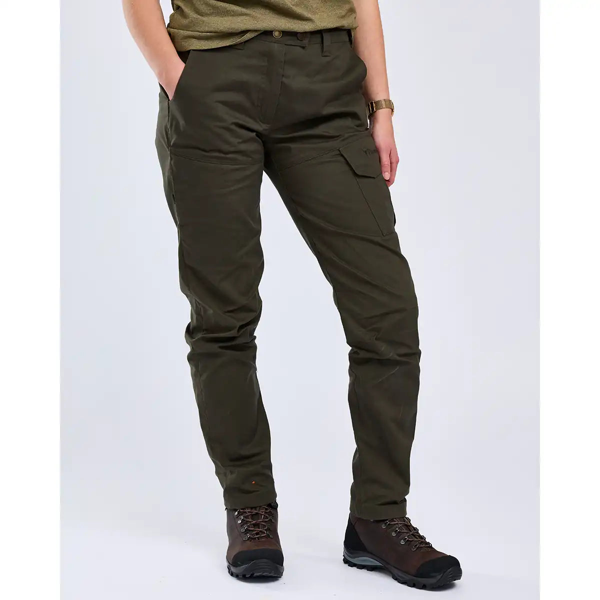 Pinewood Finnveden Women's Outdoor Trousers- Moss Green- On Model- Front