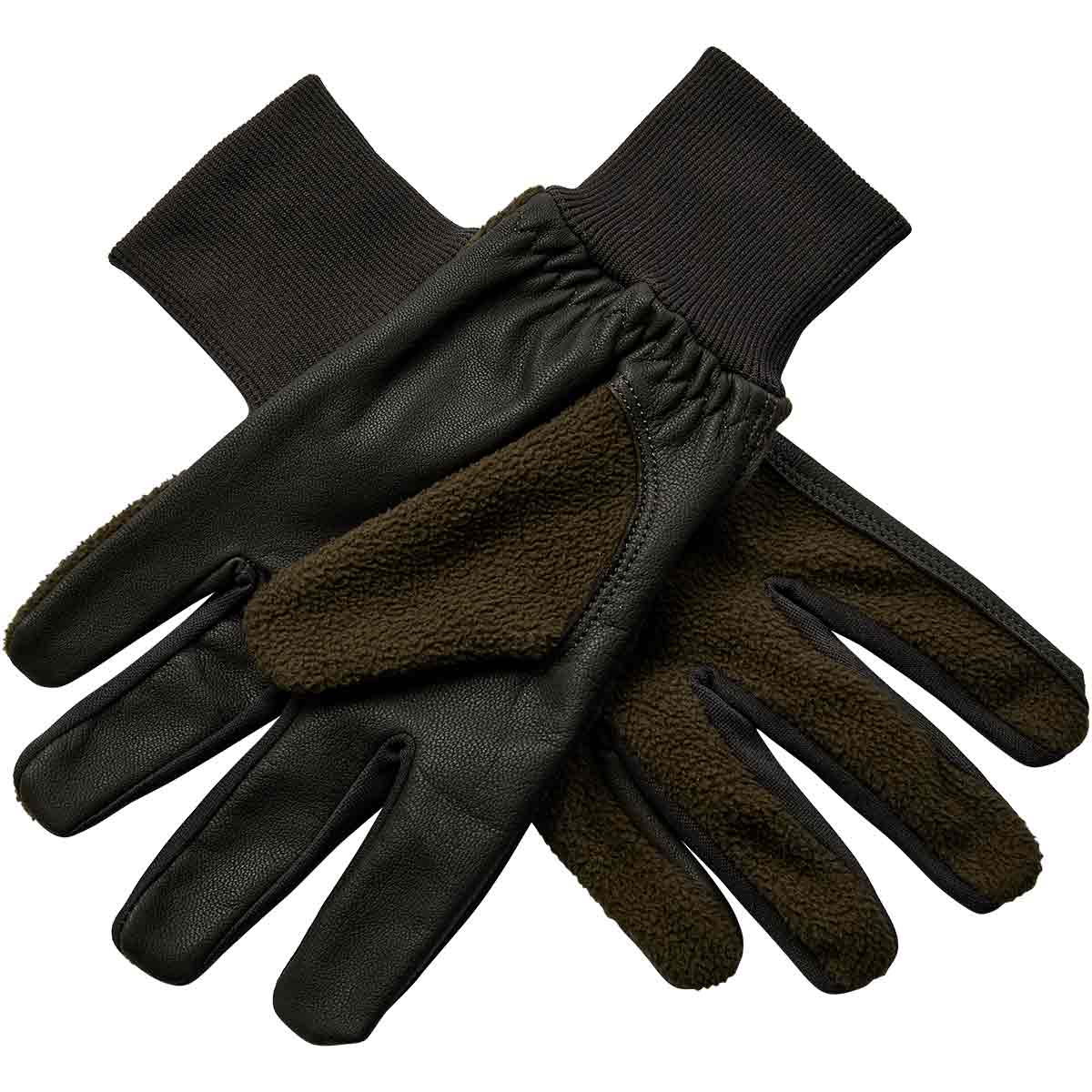 Deerhunter Fleece Gloves w.Leather - Rear