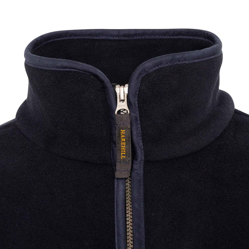 Harehills Birtles Fleece Jacket - Blue - Neck Detail