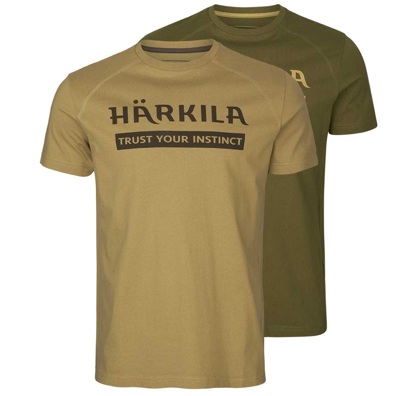 Harkila-T-shirts-2-pack-Antique-Sand-Dark-Olive