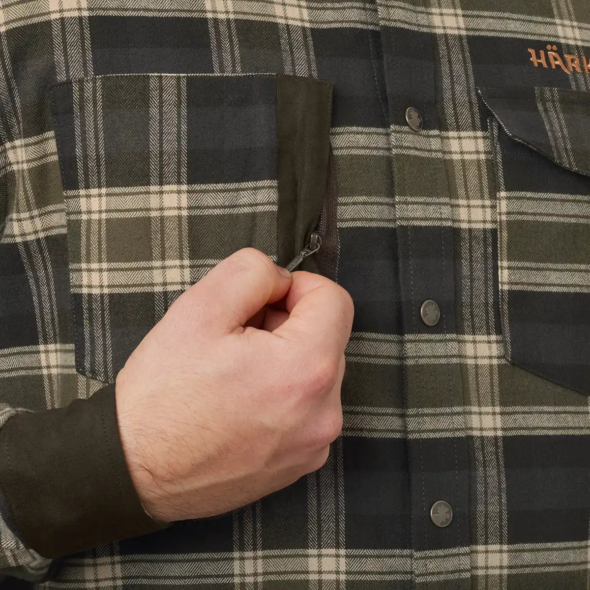 Harkila Aivak Long Sleeved Shirt - Olive - Zipped Chest Pocket