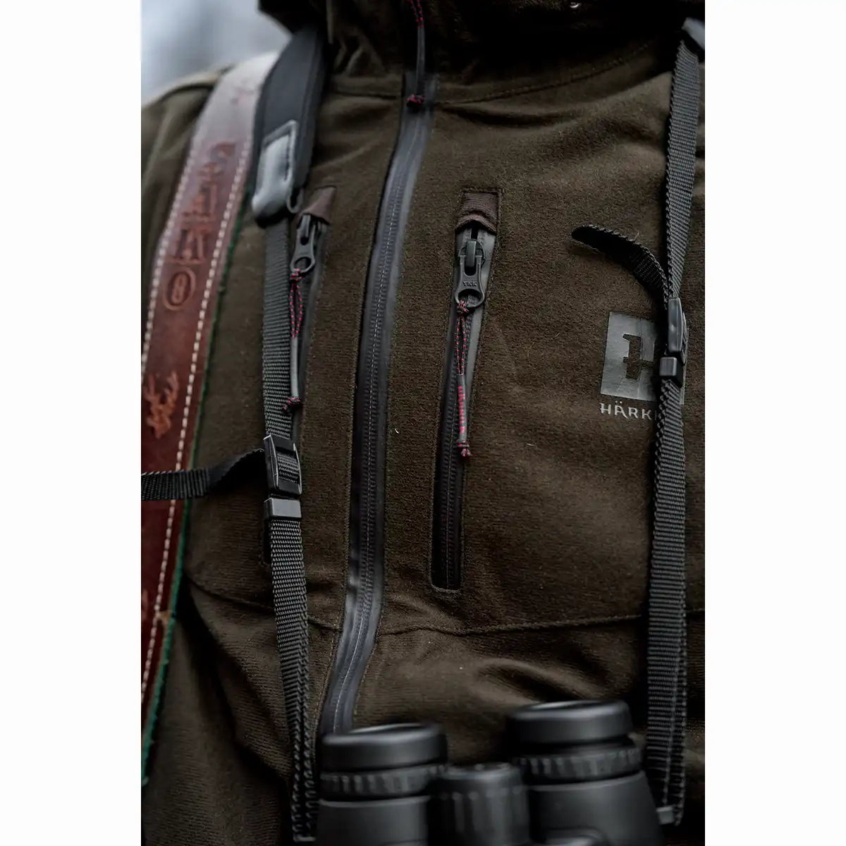 Harkila Aspire HWS Jacket - Worn By Model - Front Zips Close Up