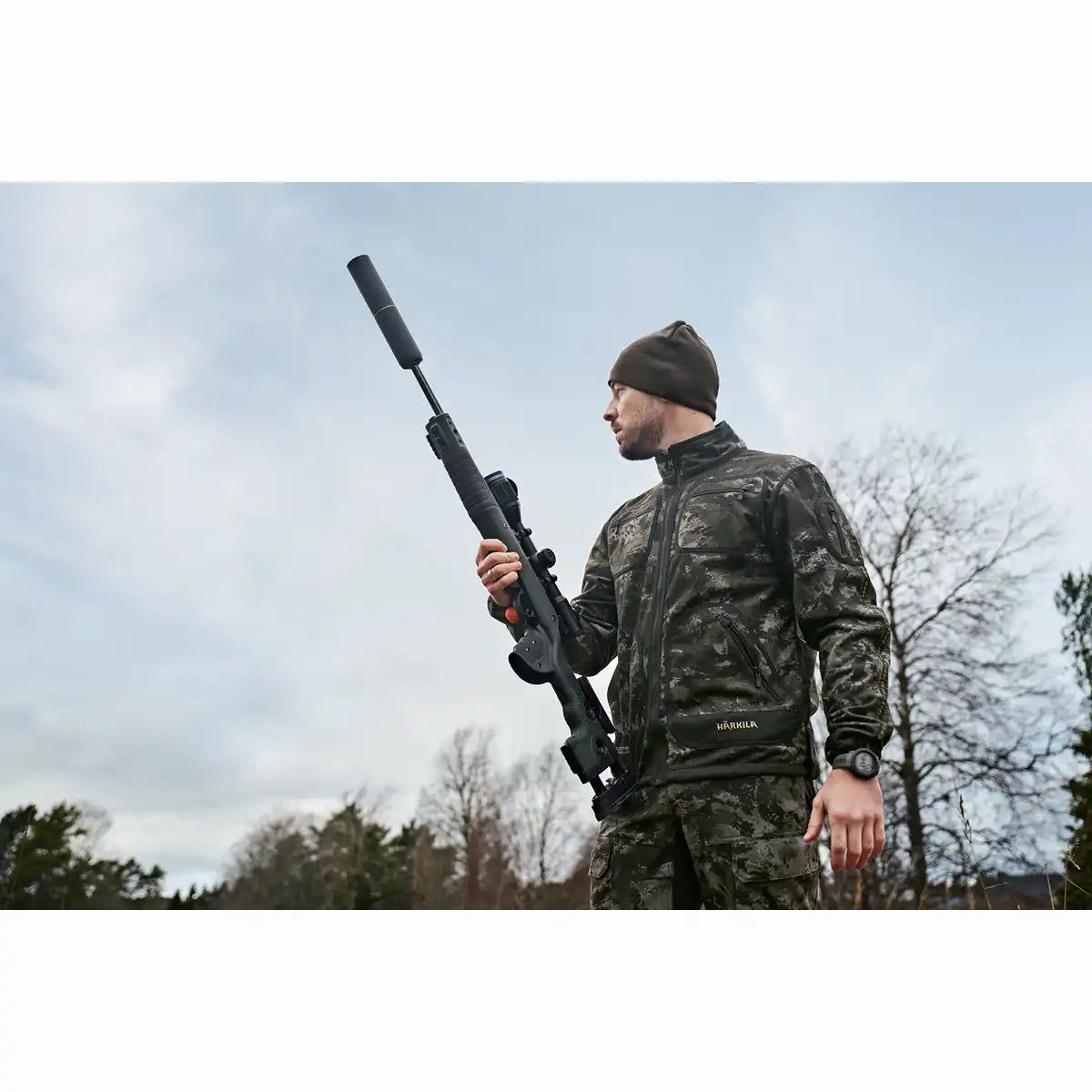 Harkila Kamko Noctyx WSP Reversible Fleece Jacket - AXIS MSP Black - Worn By Model 