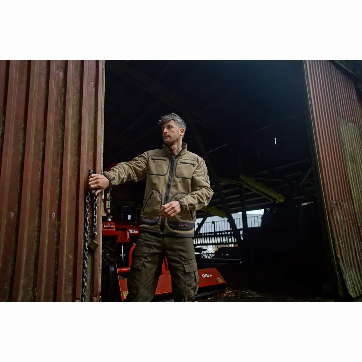 Harkila Kamko Reversible Fleece - Dark Antique Bronze/Willow Green - Worn By Model