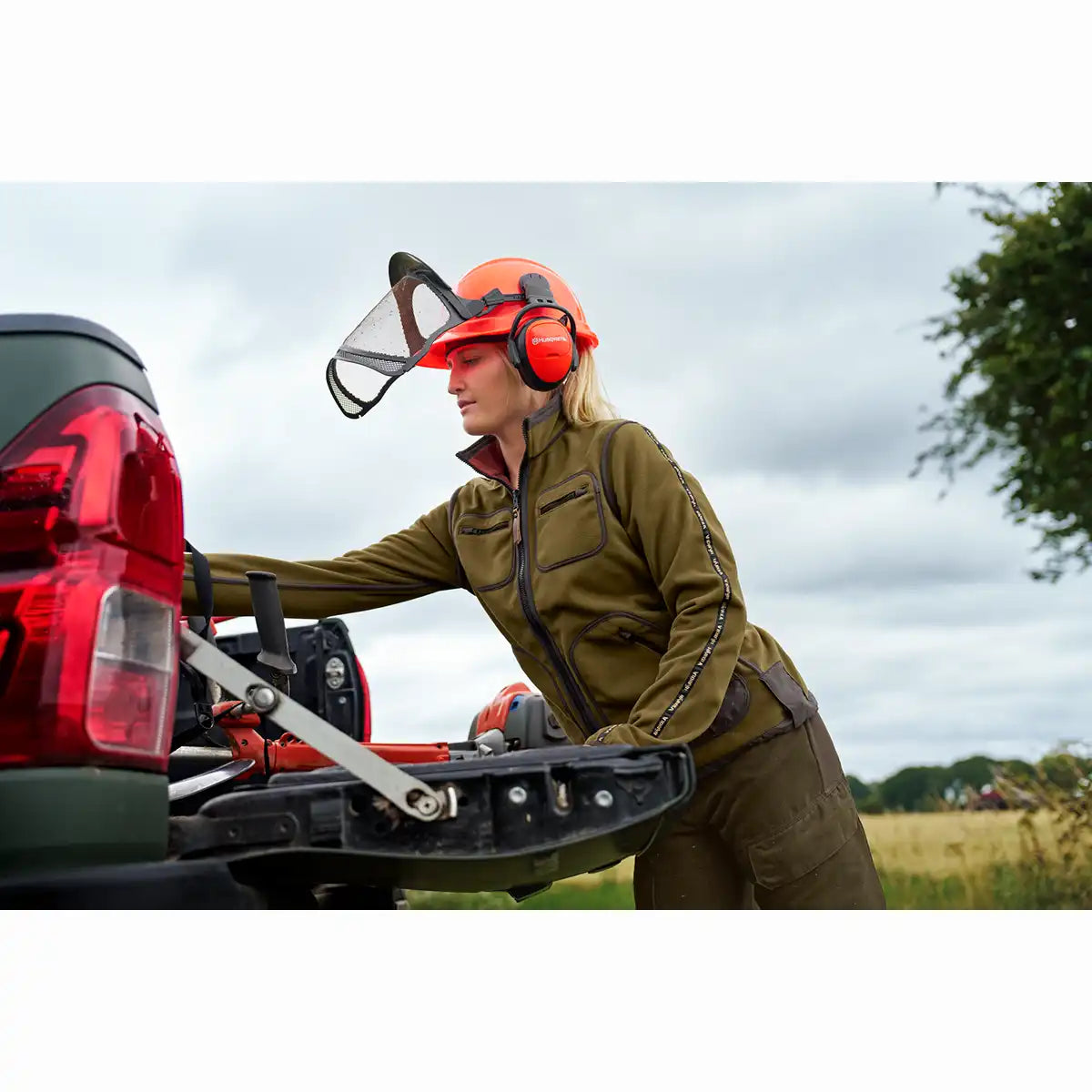 Harkila Kamko Women's Fleece Jacket - Dark Olive - Worn By Model - Front 