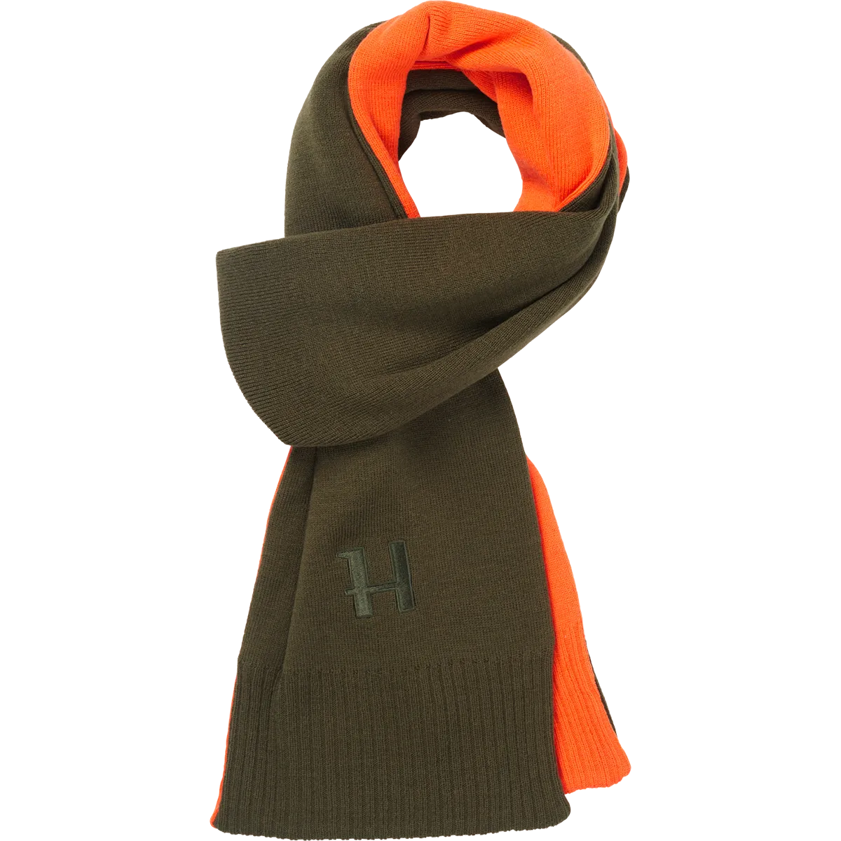Harkila Reversible Scarf - Willow Green/Orange