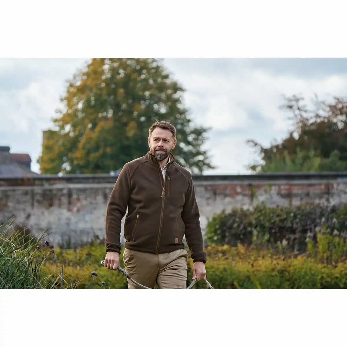 Harkila Sandhem Sherpa Fleece Jacket - Demitasse Brown - Worn By Model