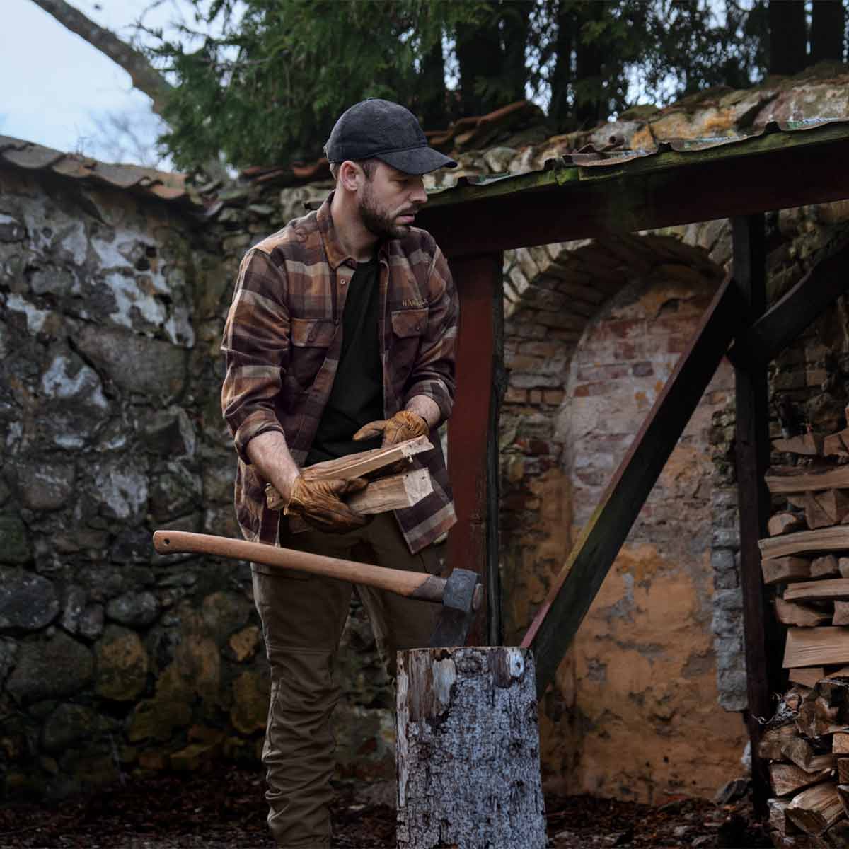 Harkila Asmund L/S Shirt - Rust Brown Check - Lifestyle