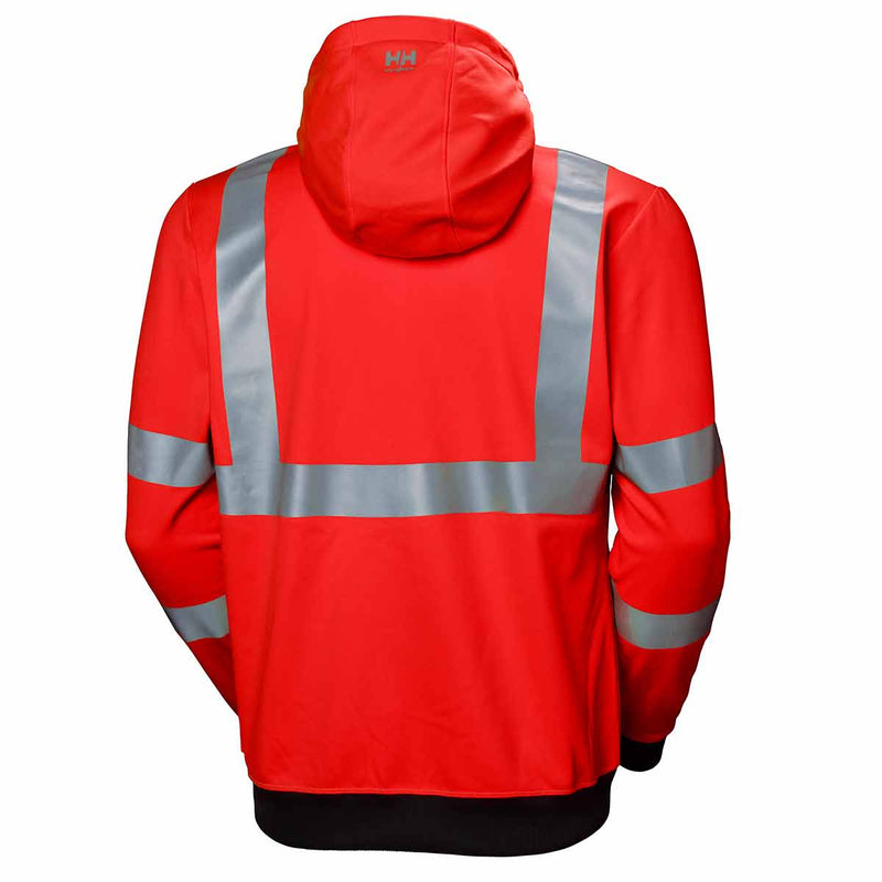 Helly Hansen ADDVIS Hi Vis Zip Hoodie Red Rear