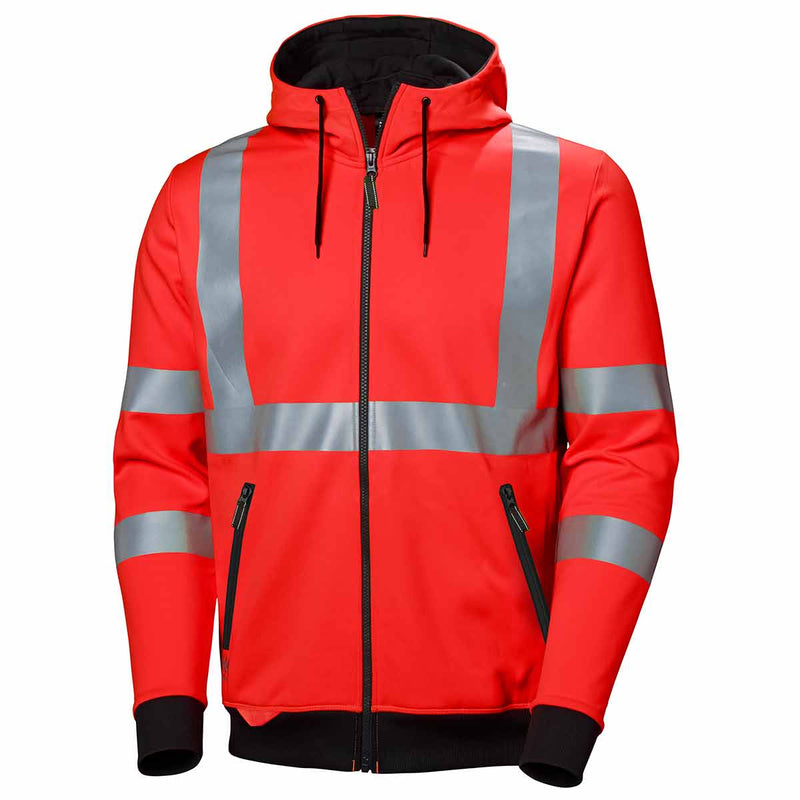 Helly Hansen ADDVIS Hi Vis Zip Hoodie Red